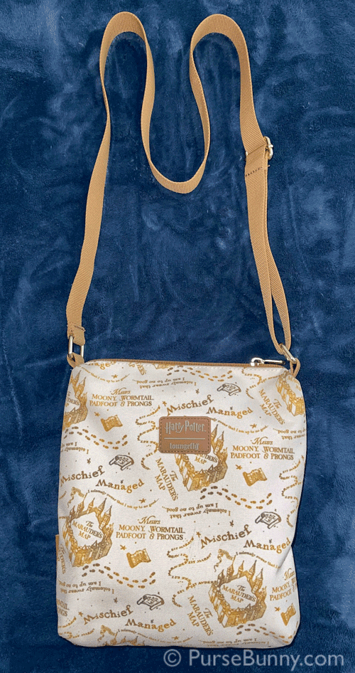 Front of the Loungefly Marauder's Map crossbody purse