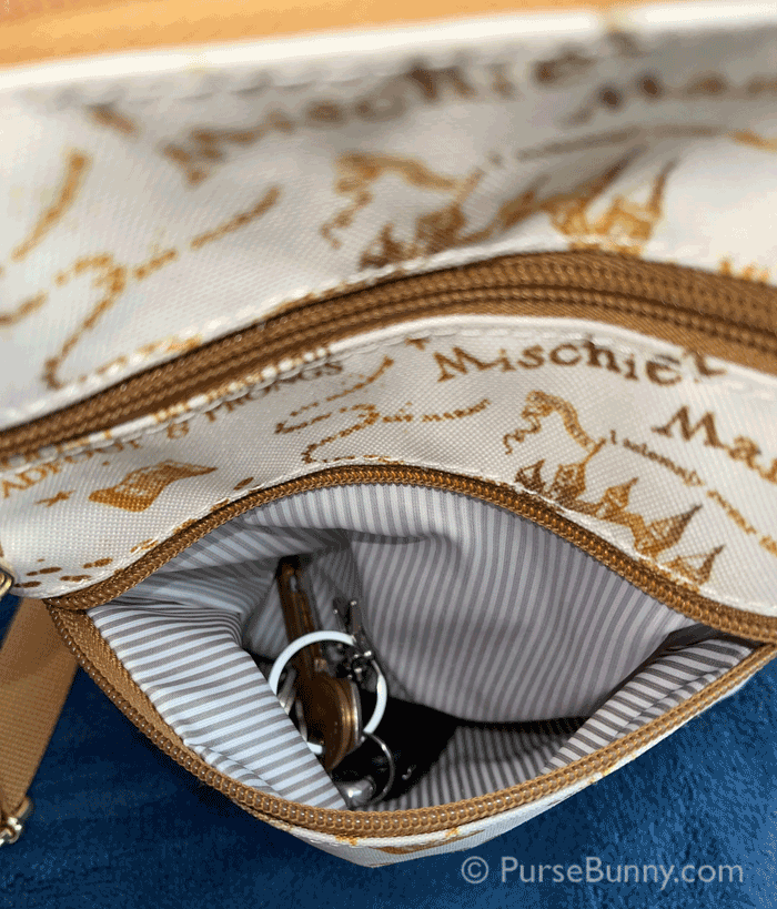 Bottom pocket of the Loungefly Marauder's Map crossbody purse