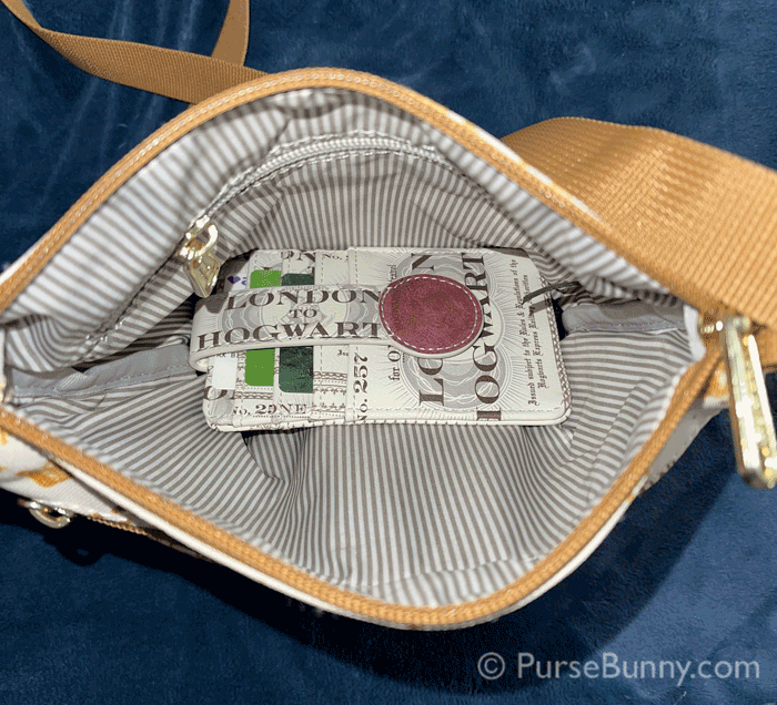Inside the Loungefly Marauder's Map crossbody purse