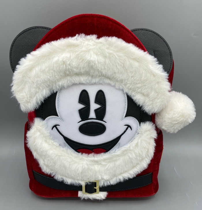 Front of the Loungefly Santa Mickey Mini Backpack