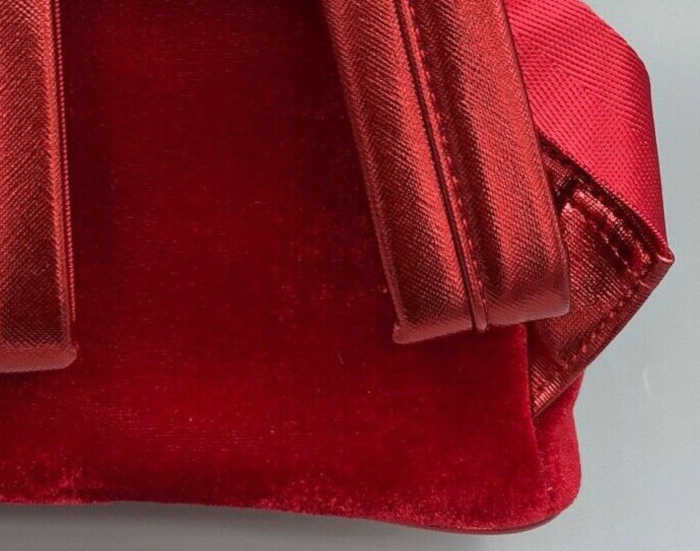 Texture of the Loungefly Santa Mickey Mouse Mini Backpack