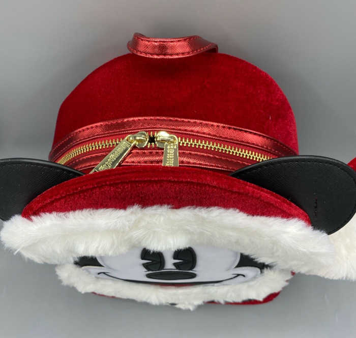 Top of the Loungefly Santa Mickey Mini Backpack