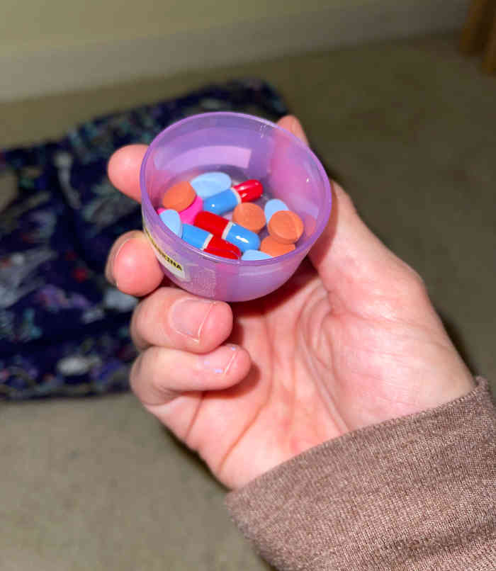 Pill container that I keep in my purse