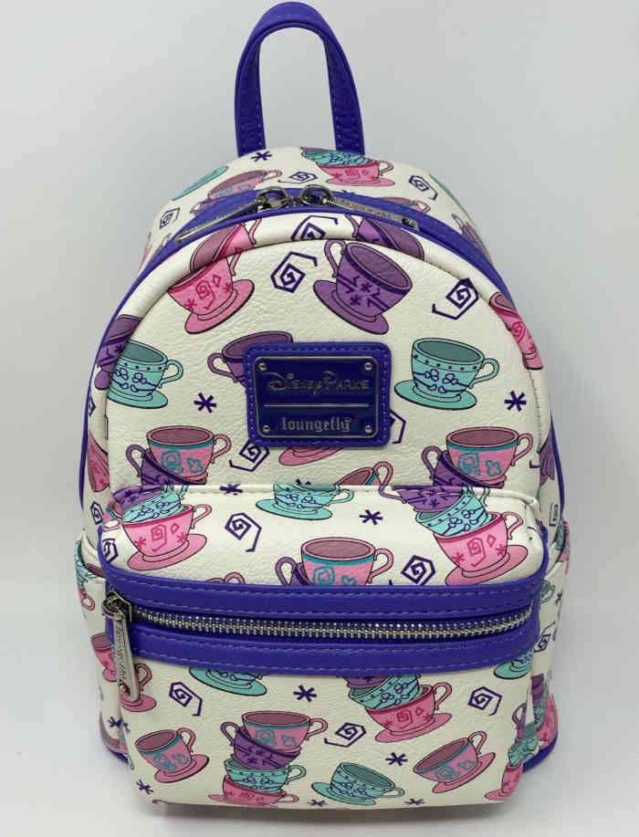 Commonly shaped Loungefly mini backpack of Alice in Wonderland