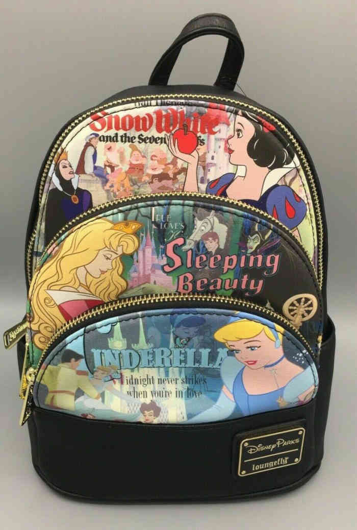 Commonly shaped Loungefly mini backpack of Disney Princesses