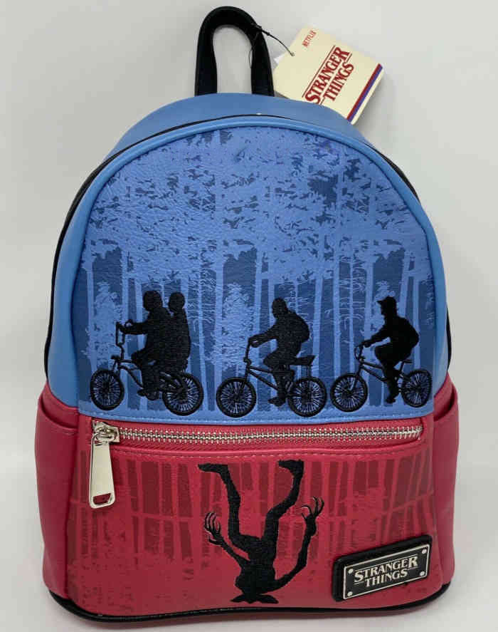 Commonly shaped Loungefly mini backpack of Stranger Things