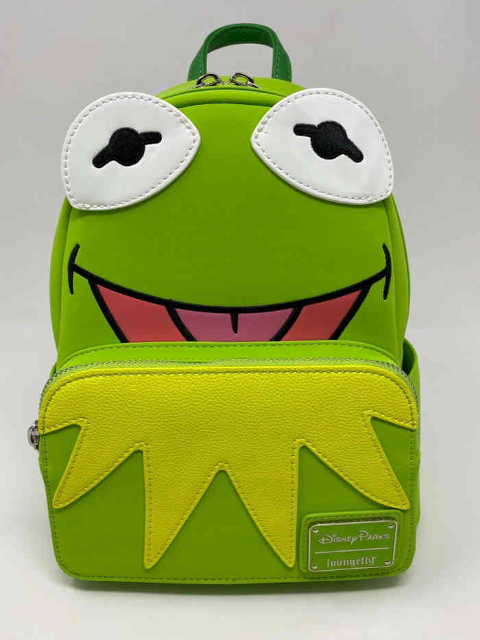 Loungefly mini backpack with elements that stick out of Kermit the Frog