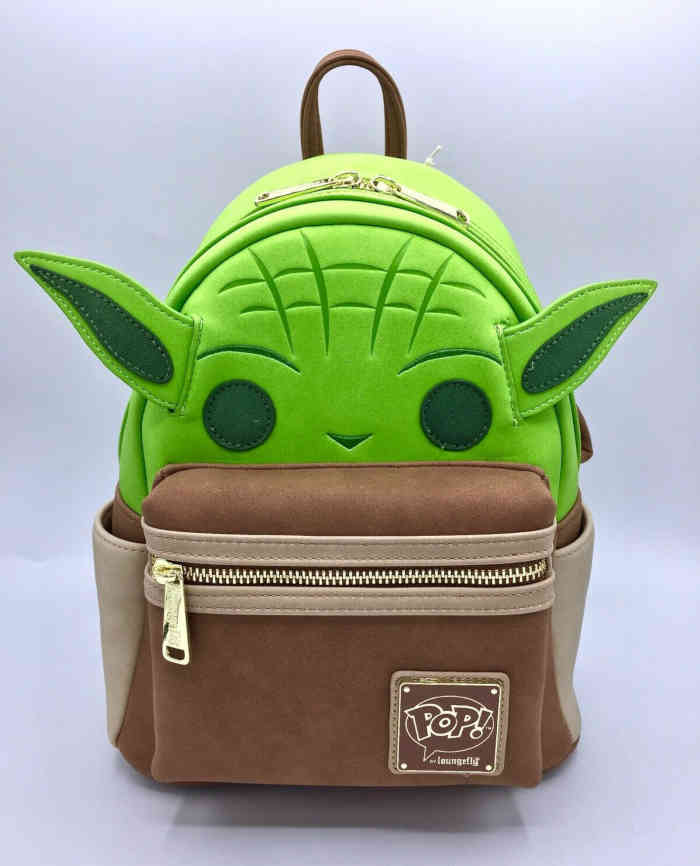Loungefly mini backpack with elements that stick out of Yoda